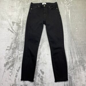 PAIGE Hoxton Ankle Jeans Black High Rise Raw Hem Womens Sz‎ 27 Grunge Preppy